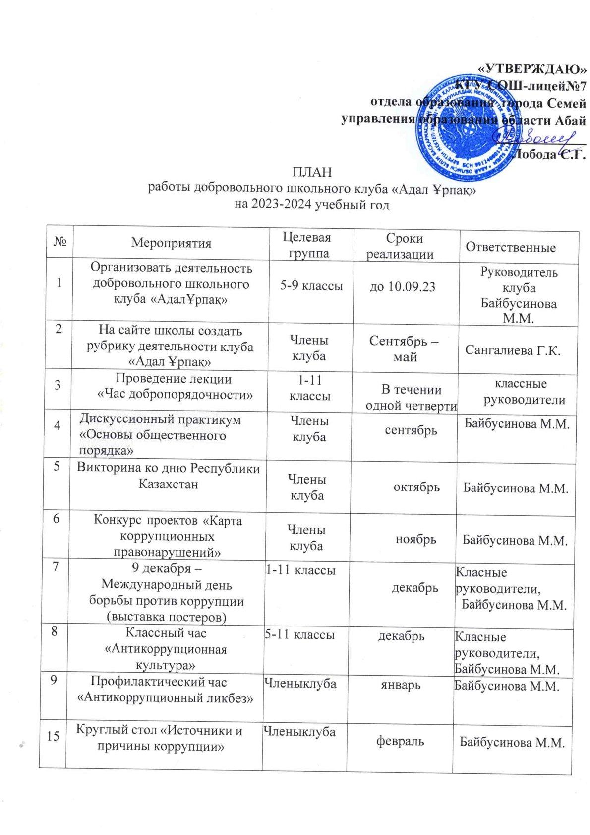 План "Адал ұрпақ"